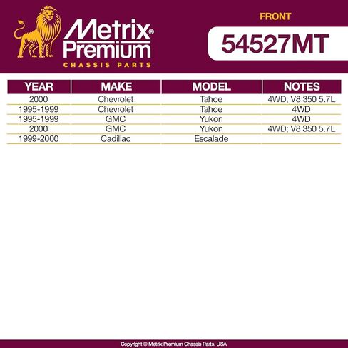 أجزاء هيكل فاخرة من Metrix - حامل قضيب التواء أمامي يناسب 1995-2000 شيفروليه تاهو 4WD، 1995-2000 جي إم سي يوكون 4WD، 1999-2000 كاديلاك إسكاليد، استبدال K700701، صنع في أوروبا in Kuwait