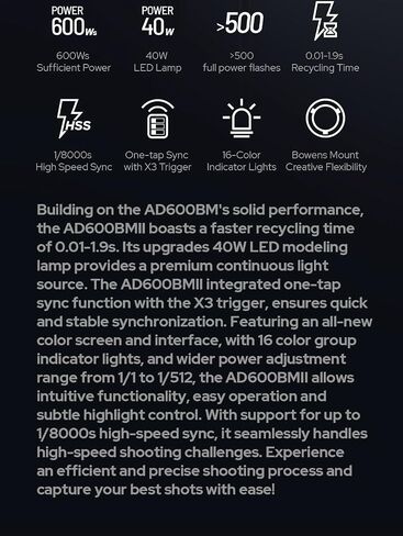 Godox AD600 Pro Godox AD600Pro Godox Flash لكاميرا Canon، مع مشغل فلاش Godox XPro-C، نظام X لاسلكي مدمج Godox 2.4G، فلاش خارجي 600Ws TTL مع بطارية ليثيوم أيون HSS 1/8000s ضوء ستروب in Saudi Arabia