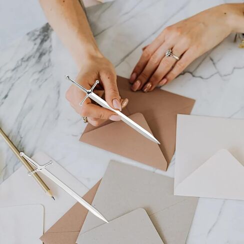 فتاحة حروف معدنية فضية، سكين فتاحة حروف مكتبية مطلية بالمعدن، فتاحة أظرف، مقبض مريح، أداة فتح حروف زينة عملية (عبوة من 1) in Kuwait