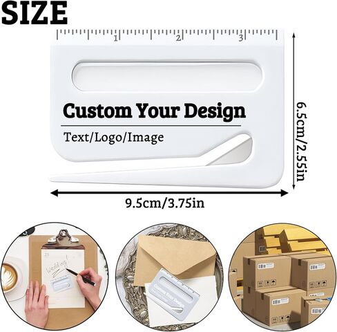 3–100pcs Custom Letter Opener Envelope Slitter, Personalized Envelope Opener with Logo/Text, Mail Opener Tool with Scale and Magnifying Glass, Paper Cutter for Envelopes, Mails, and Packages (Red) in Saudi Arabia