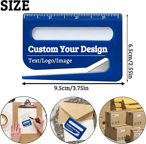 3–100pcs Custom Letter Opener Envelope Slitter, Personalized Envelope Opener with Logo/Text, Mail Opener Tool with Scale and Magnifying Glass, Paper Cutter for Envelopes, Mails, and Packages (Red) in Saudi Arabia