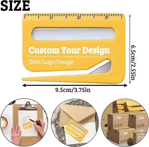 3–100pcs Custom Letter Opener Envelope Slitter, Personalized Envelope Opener with Logo/Text, Mail Opener Tool with Scale and Magnifying Glass, Paper Cutter for Envelopes, Mails, and Packages (Red) in Saudi Arabia