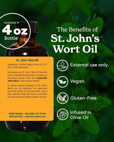 Herb Pharm St. John's Wort Topical Oil, 4 Ounce (OILSJW04) in Saudi Arabia