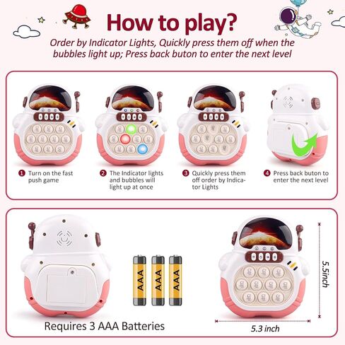 Blackma Fast Push Pop Game - Light Up Fidget Toy for Kids, Handheld Sensory Puzzle Game, Christmas Birthday Gifts for 3-12 Year Old Boys & Girls (Rabbit) in Saudi Arabia