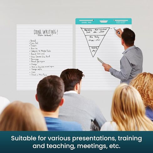 OLenyer Sticky Easel Pad, 25 x 30 Inch, White, 30 Sheets/Pad, 6 Pads/Pack, Flip Chart Paper for Teachers,Large Self-Stick Easel Paper, Super Sticking Power & Bleed-Resistant in Saudi Arabia
