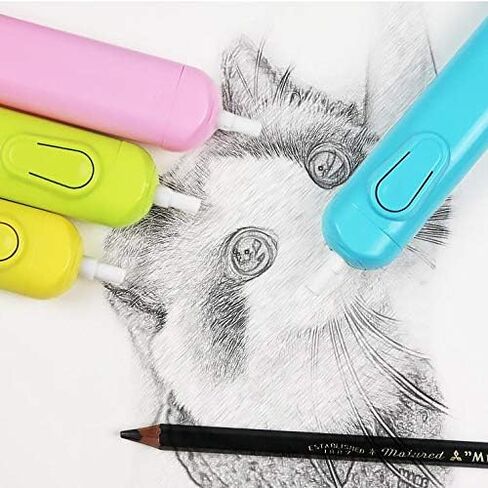 Rubber Electric Eraser, Automatic Portable Rubber Pencil Electric Eraser Operated by 2 AAA Battery with 20PCS Eraser Refills，Electric Eraser Pen Painting in Saudi Arabia