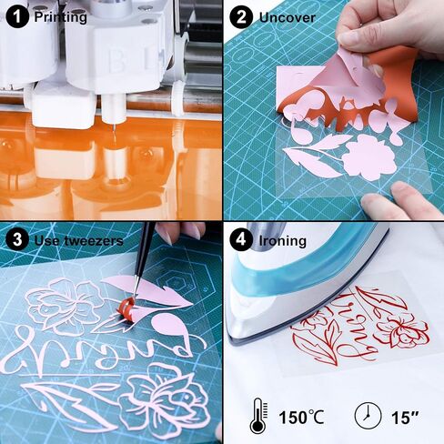 CAREGY HTV Heat Transfer Vinyl Bundle: 42 Pack 12" x 10" Sheets Iron on Vinyl, 30 Assorted Colors, Heat Transfer Vinyl for DIY T-Shirt in Saudi Arabia