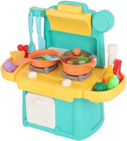 Kids Kitchen Toy Set Simulation Cookware House Cooking Scenes with Realistic Light Sound Effects for Children Ages 3+ Pink Green ABS Material 30cm 39cm 23Pcs 26Pcs ([Small Size/Height 30CM] in Saudi Arabia