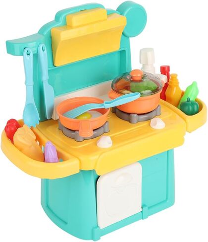 Kids Kitchen Toy Set Simulation Cookware House Cooking Scenes with Realistic Light Sound Effects for Children Ages 3+ Pink Green ABS Material 30cm 39cm 23Pcs 26Pcs ([Small Size/Height 30CM] in Saudi Arabia