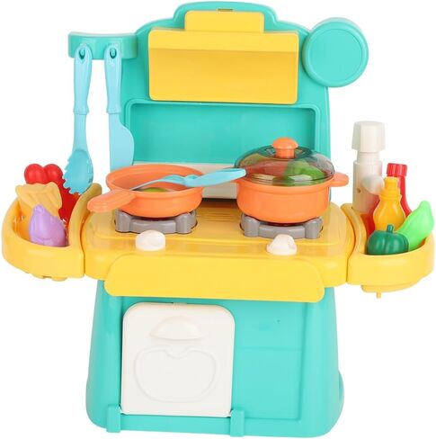 Kids Kitchen Toy Set Simulation Cookware House Cooking Scenes with Realistic Light Sound Effects for Children Ages 3+ Pink Green ABS Material 30cm 39cm 23Pcs 26Pcs ([Small Size/Height 30CM] in Saudi Arabia
