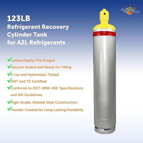 Flame King YSNR123-A2L-YE خزان أسطوانة استرداد غاز التبريد سعة 123 رطلًا لمبردات A2L in Kuwait