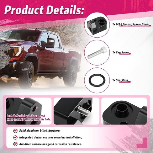 Temperature Air Intake Sensor Spacer MAP Spacer Kit Compatible with Chevy Silverado GMC Sierra 2500HD 3500HD 6.6L Diesel 2017-2024 (Silver) in Saudi Arabia