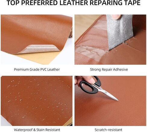 Leather Repair Patch, Repairing Sofas,2.36x197in, Couches, Clothes Repair Anti Scratch Waterproof Black, Self-Adhesive Leather Tape with Fabric Mesh，Car Seats, First Aid Patch for Jackets in Kuwait