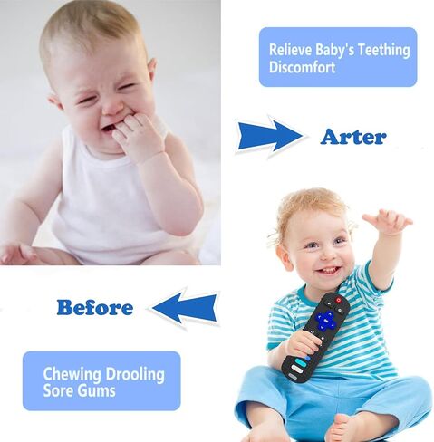 YAPROMO Babay Teething Toys,Reomte Teether Toys, Silicone Chew Toy for Babies 18+ Months, Remote Control Shape Teething Toys, Early Educational Toy BPA Free & Refrigerator Safe (Black-01) in Saudi Arabia