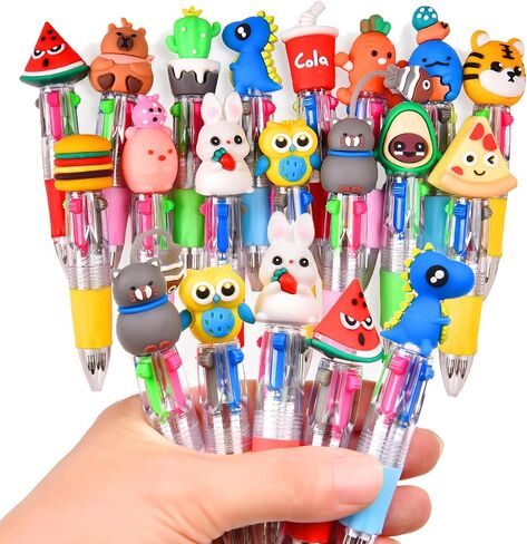 24Pcs Mini Multicolor Pens in One 4-in-1, Cute Pens Bulk for Party Favors and Birthdays, Delightful Ballpoint Pen Back To School Gifts Classroom Student Prizes in Saudi Arabia