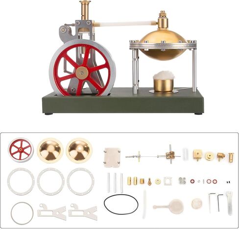مجموعة محرك بخاري ذات شعاع معدني كامل من ريترول SE-01 تعمل، 84 قطعة نموذج ثابت مع غلاية أفقية ومشهد مصباح هدية محرك صغير قديم للبالغين in Kuwait