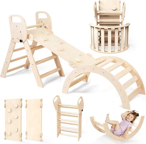 مجموعة مثلثات بيكلر ألعاب تسلق خشبية قابلة للطي للأطفال الصغار في الأماكن المغلقة، صالة الألعاب الرياضية في الغابة للأطفال، مجموعة تسلق مونتيسوري للأطفال الصغار in Kuwait