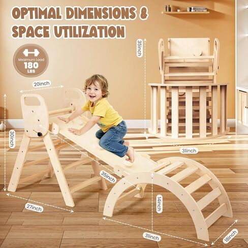 مجموعة مثلثات بيكلر ألعاب تسلق خشبية قابلة للطي للأطفال الصغار في الأماكن المغلقة، صالة الألعاب الرياضية في الغابة للأطفال، مجموعة تسلق مونتيسوري للأطفال الصغار in Kuwait