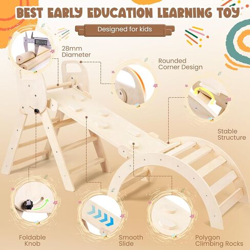 مجموعة مثلثات بيكلر ألعاب تسلق خشبية قابلة للطي للأطفال الصغار في الأماكن المغلقة، صالة الألعاب الرياضية في الغابة للأطفال، مجموعة تسلق مونتيسوري للأطفال الصغار in Kuwait