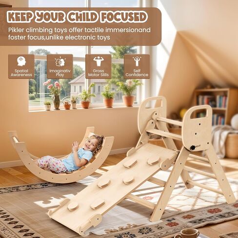 مجموعة مثلثات بيكلر ألعاب تسلق خشبية قابلة للطي للأطفال الصغار في الأماكن المغلقة، صالة الألعاب الرياضية في الغابة للأطفال، مجموعة تسلق مونتيسوري للأطفال الصغار in Kuwait