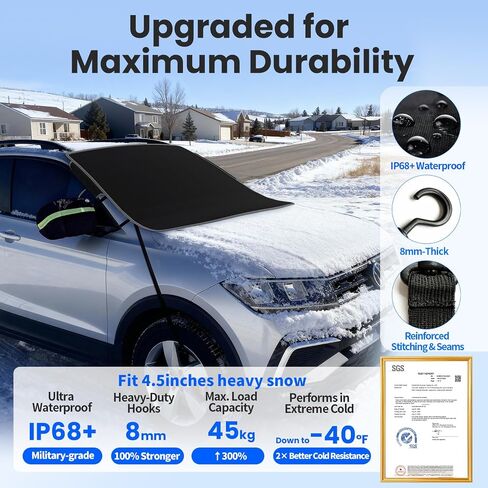Purehorizon Snow Cover for car Windshield,[Heavy Winter Protection] Anti Snow, Ice, Frost and Water, [Military-Grade Protection] Universal Fit for All Cars, SUVs,-M in Saudi Arabia