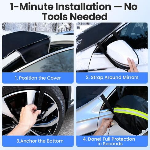 Purehorizon Snow Cover for car Windshield,[Heavy Winter Protection] Anti Snow, Ice, Frost and Water, [Military-Grade Protection] Universal Fit for All Cars, SUVs,-M in Saudi Arabia