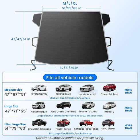 Purehorizon Snow Cover for car Windshield,[Heavy Winter Protection] Anti Snow, Ice, Frost and Water, [Military-Grade Protection] Universal Fit for All Cars, SUVs,-M in Saudi Arabia