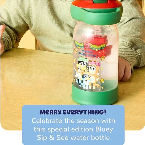 The First Years Bluey Sip & See Valentines Day Cup - Spill Proof Toddler Water Bottle with Floating Charm - Bluey Kids Cups with DropGuard - Toddler and Kids Valentines Day Gifts - 12 Ounces in Saudi Arabia