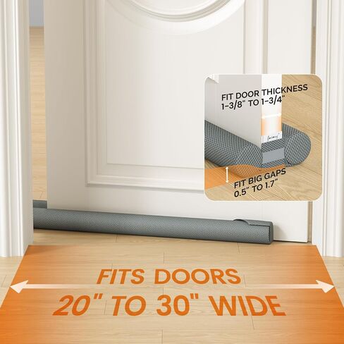 fowong Door Draft Stopper 30" to 36" Adjustable Under Door Noise Stopper for Bottom of Doors, Soundproofing Door Guard Windproof Door Sweep Seal Large Gap for Interior Exterior Doors, Grey in Saudi Arabia