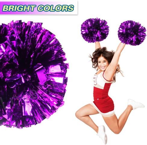 Lovecheer 2PCS Metallic Pom Poms Cheerleading with Baton Handle Cheer Pompoms for Kids Adults Team Sports Spirit Party Cheering in Saudi Arabia