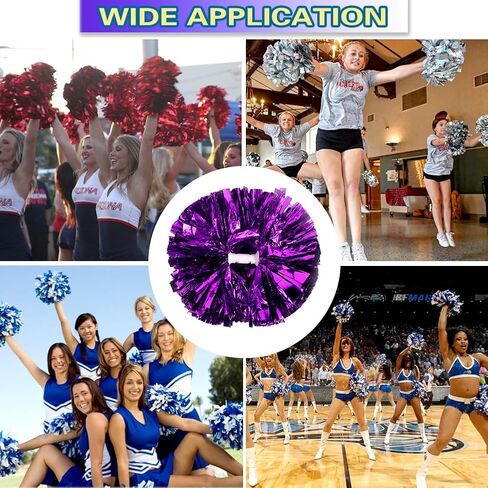 Lovecheer 2PCS Metallic Pom Poms Cheerleading with Baton Handle Cheer Pompoms for Kids Adults Team Sports Spirit Party Cheering in Saudi Arabia