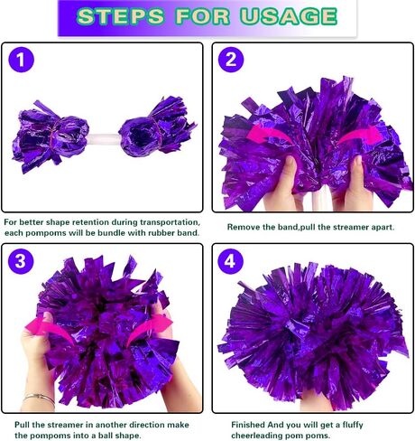 Lovecheer 2PCS Metallic Pom Poms Cheerleading with Baton Handle Cheer Pompoms for Kids Adults Team Sports Spirit Party Cheering in Saudi Arabia