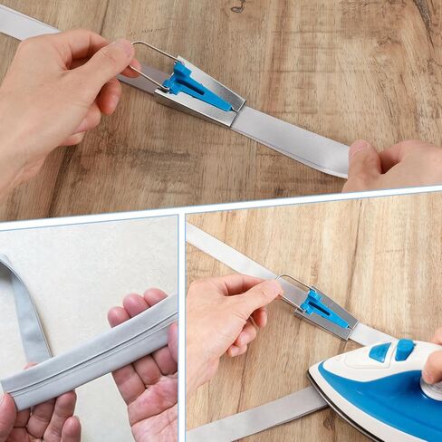 صانع شريط التحيز 5 أحجام أداة صنع شريط التحيز 1/4 بوصة 3/8 بوصة 1/2 بوصة 3/4 بوصة 1 بوصة صانع ربط DIY لخياطة أدوات خياطة اللحف مجموعة أدوات ربط لخياطة نسيج اللحف بسرعة in Kuwait