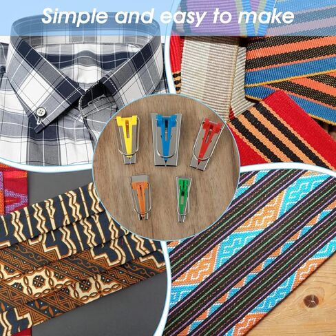 صانع شريط التحيز 5 أحجام أداة صنع شريط التحيز 1/4 بوصة 3/8 بوصة 1/2 بوصة 3/4 بوصة 1 بوصة صانع ربط DIY لخياطة أدوات خياطة اللحف مجموعة أدوات ربط لخياطة نسيج اللحف بسرعة in Kuwait
