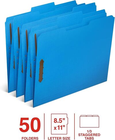Staples Classification Folder, 3/4" Expansion, Letter Size, Blue, 50/Box (ST62545) in Saudi Arabia