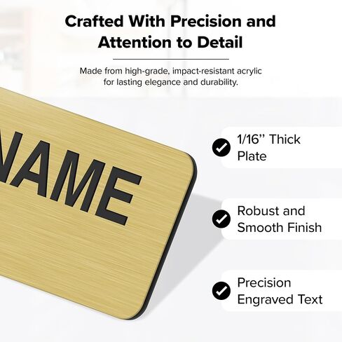Name Tag, Magnetic Name Tags, Personalized Name Tags, 1" x 3", Durable Engravable Impact Acrylic Material, Made in The USA by My Sign Center (Classic Rectangle) in Saudi Arabia