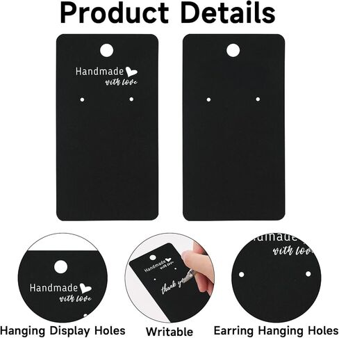 joycraft 200 Pack Kraft Earring Cards, 2"x3.5" Earring Display Holder Cards,Handmade with Love Hanging Tags,Blank Brown Earring Tags for Selling,Hanging Earring,Jewelry,DIY Crafts,Retail in Saudi Arabia