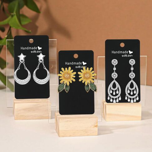 joycraft 200 Pack Kraft Earring Cards, 2"x3.5" Earring Display Holder Cards,Handmade with Love Hanging Tags,Blank Brown Earring Tags for Selling,Hanging Earring,Jewelry,DIY Crafts,Retail in Saudi Arabia