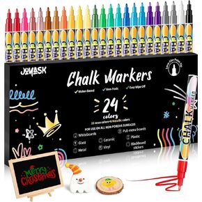 Extra Fine Tip Chalk Markers for Blackboard&Glass (Pack of 24, 1mm Tip), Liquid Chalk Pens for Dry Erase Board, Washable Markers Paint and Drawing for Chalkboards, Windows, Bistro, Cars, Signs in Kuwait