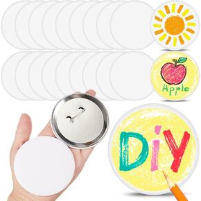 XunYee 20 Pack Blank White Button Pins 2.25 Inch/ 58 mm DIY Craft Button with Pin White Pins Buttons Design Button Making Kit for DIY Crafts Christmas Craft Supplies, DIY Badges in Kuwait