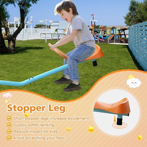 360 Degree Rotation Seesaw Swivel Teeter-Totter, 2/3/4 Seats Sit and Spin Outdoor Playground Equipment for Kids, Toddlers, Boys, Children (Orange-4 Seats) in Kuwait