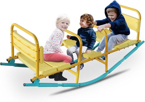 360 Degree Rotation Seesaw Swivel Teeter-Totter, 2/3/4 Seats Sit and Spin Outdoor Playground Equipment for Kids, Toddlers, Boys, Children (Orange-4 Seats) in Kuwait