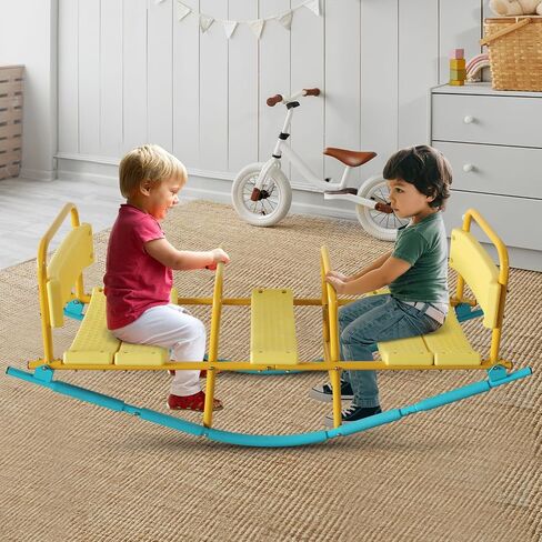 360 Degree Rotation Seesaw Swivel Teeter-Totter, 2/3/4 Seats Sit and Spin Outdoor Playground Equipment for Kids, Toddlers, Boys, Children (Orange-4 Seats) in Kuwait