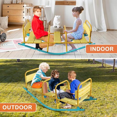 360 Degree Rotation Seesaw Swivel Teeter-Totter, 2/3/4 Seats Sit and Spin Outdoor Playground Equipment for Kids, Toddlers, Boys, Children (Orange-4 Seats) in Kuwait