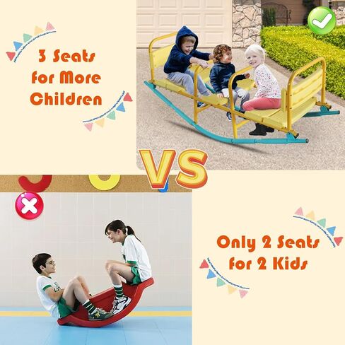 360 Degree Rotation Seesaw Swivel Teeter-Totter, 2/3/4 Seats Sit and Spin Outdoor Playground Equipment for Kids, Toddlers, Boys, Children (Orange-4 Seats) in Kuwait