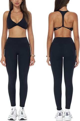 ABOCIW Workout Sets for Women Twist Front Halter Sports Bras High Waist Legging 2 Piece Exercise Gym Yoga Outfit in Kuwait