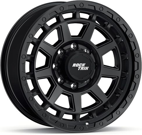 عجلة RockTrix RT110 مقاس 20 بوصة 8x165.1 8x6.5 متوافقة مع دودج رام 2500 (1994-2024)، 20x9 (12 أوفست، 5.5 مساحة خلفية)، أسود، تناسب أيضًا شيفروليه جي إم سي 2500 3500 in Kuwait