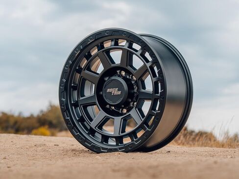 عجلة RockTrix RT110 مقاس 20 بوصة 8x165.1 8x6.5 متوافقة مع دودج رام 2500 (1994-2024)، 20x9 (12 أوفست، 5.5 مساحة خلفية)، أسود، تناسب أيضًا شيفروليه جي إم سي 2500 3500 in Kuwait