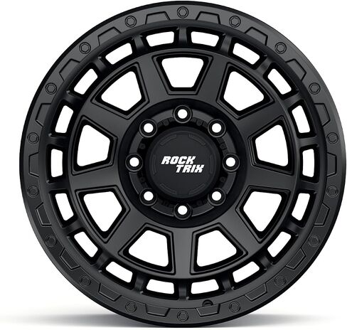 عجلة RockTrix RT110 مقاس 20 بوصة 8x165.1 8x6.5 متوافقة مع دودج رام 2500 (1994-2024)، 20x9 (12 أوفست، 5.5 مساحة خلفية)، أسود، تناسب أيضًا شيفروليه جي إم سي 2500 3500 in Kuwait