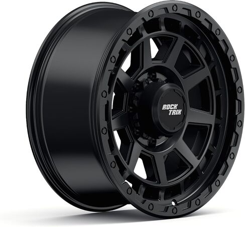 عجلة RockTrix RT110 مقاس 20 بوصة 8x165.1 8x6.5 متوافقة مع دودج رام 2500 (1994-2024)، 20x9 (12 أوفست، 5.5 مساحة خلفية)، أسود، تناسب أيضًا شيفروليه جي إم سي 2500 3500 in Kuwait
